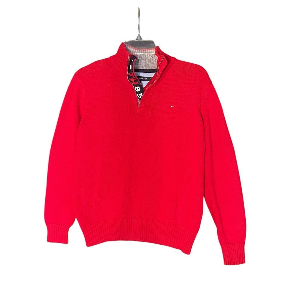 Tommy Hilfiger 109% Cotton Red Sweater Boys Size Medium (12-14)